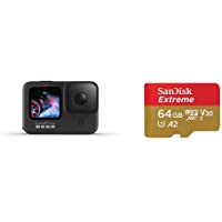 GoPro HERO9 Black - Cámara de acción + SanDisk Extreme - Tarjeta de Memoria microSDXC de 64 GB con Adaptador SD